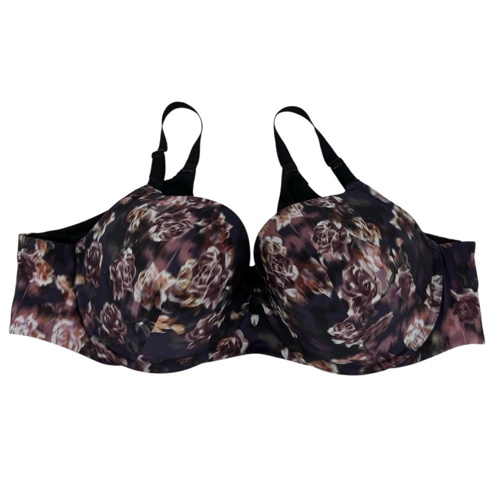 Torrid 360 Back Smoothing Lightly Lined T-Shirt Bra 46B Dark Floral Underwire